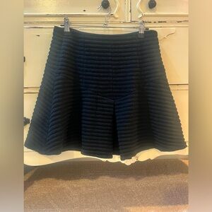 Theory Ribbed Flared Black Mini Skirt Size 8